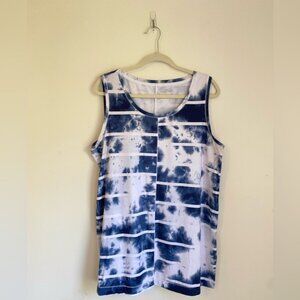 New Directions Studio Blue & White Tie-Dye Sleeveless Tank Top Size XL